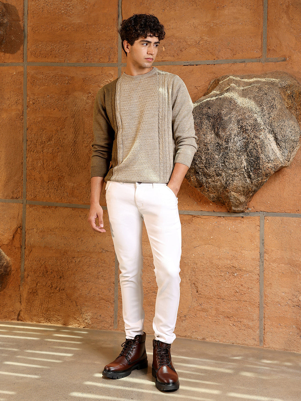 Contrast Panel Pullover Sweater