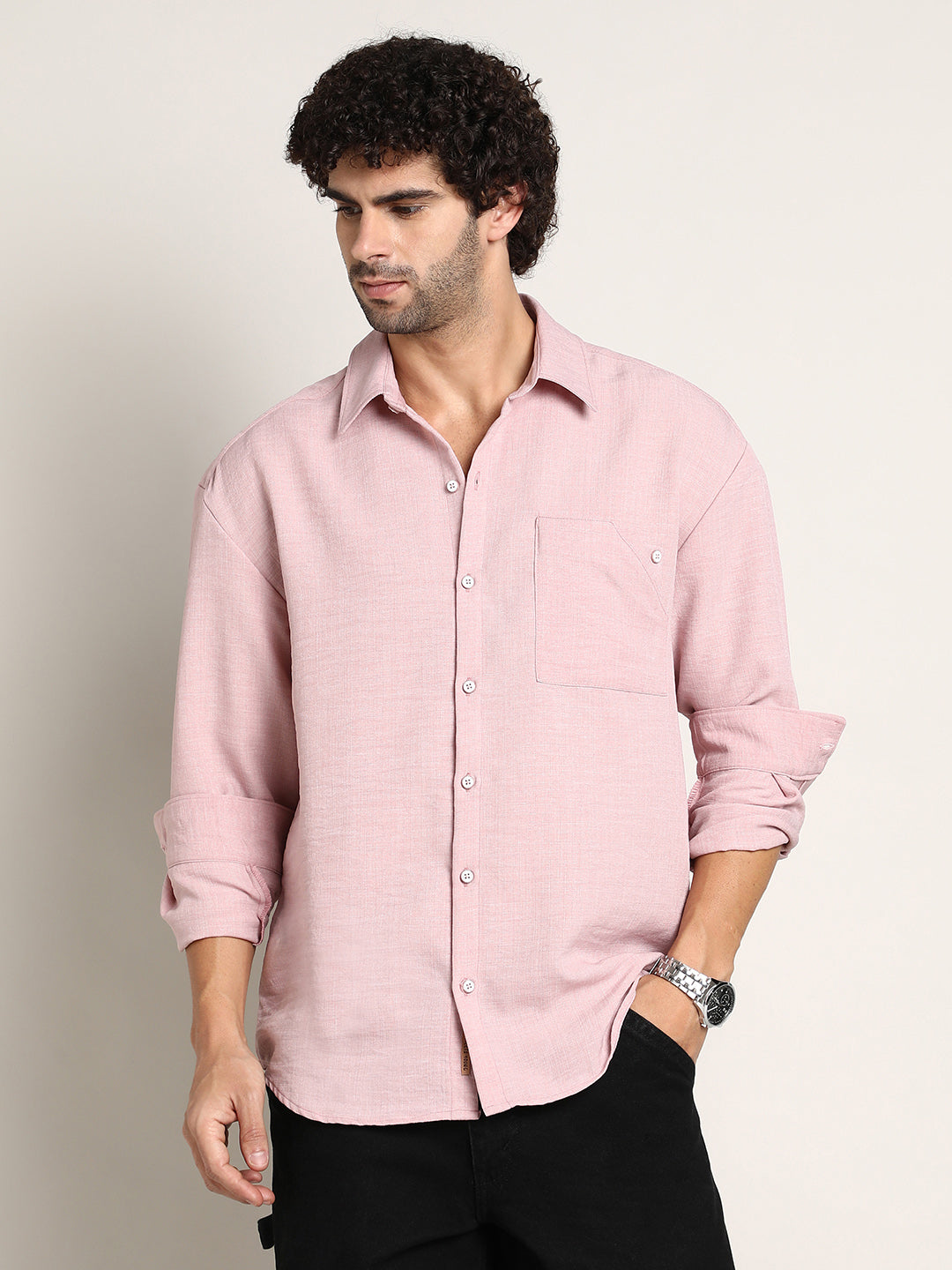 Modular Solid Oversized Shirt