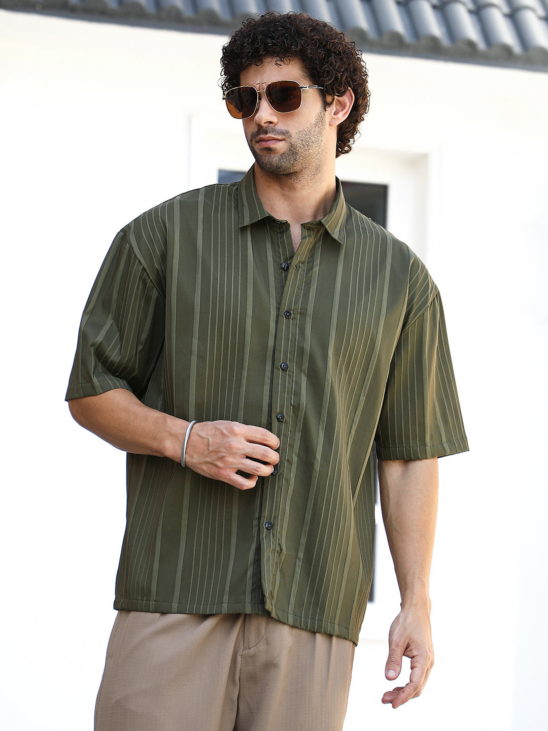 Unbalanced-Ridge Oversized Shirt