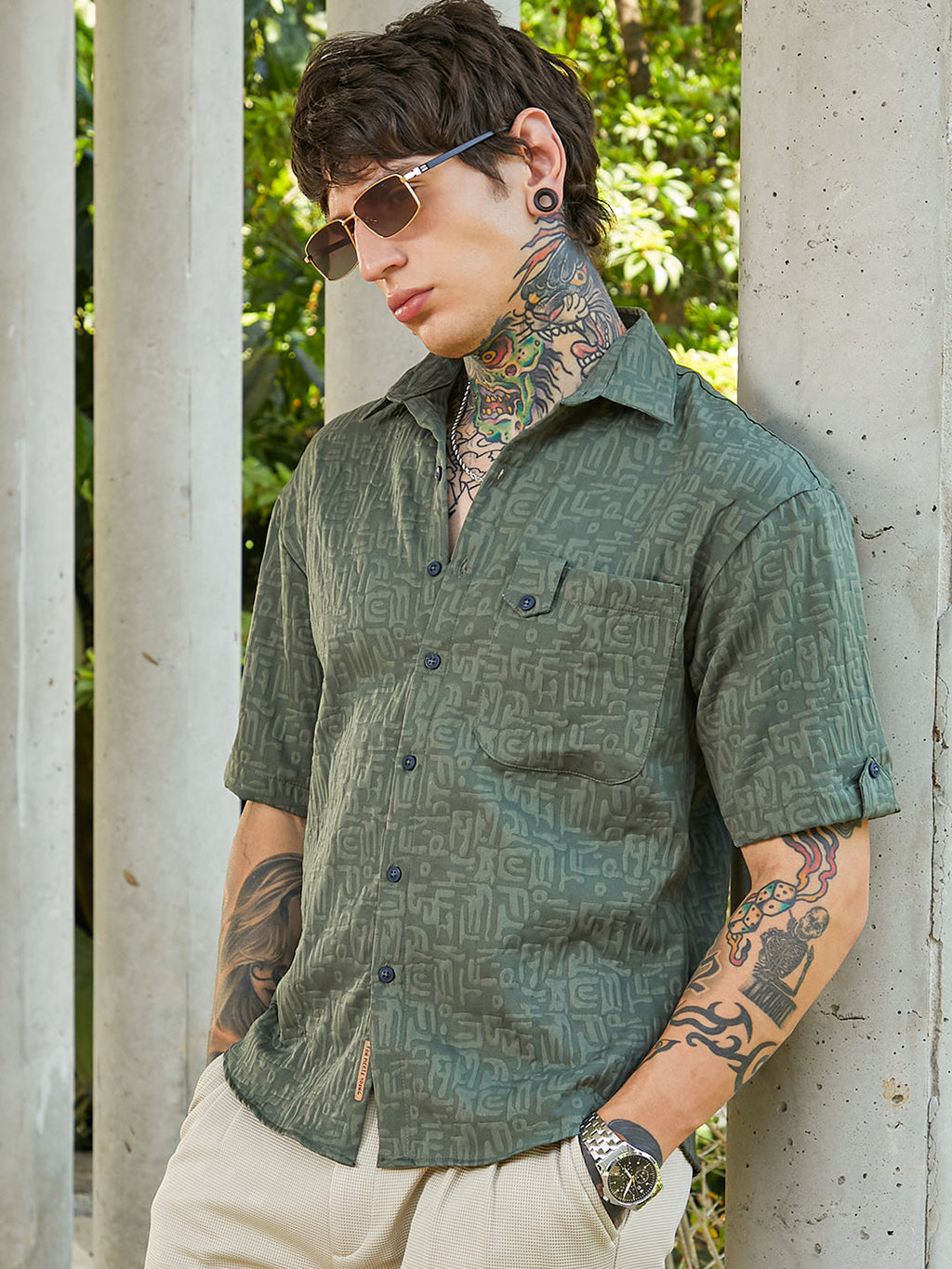 Aztec-Tactile Oversized Shirt
