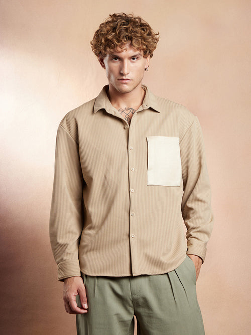 Block-Patch Oversized Shirt