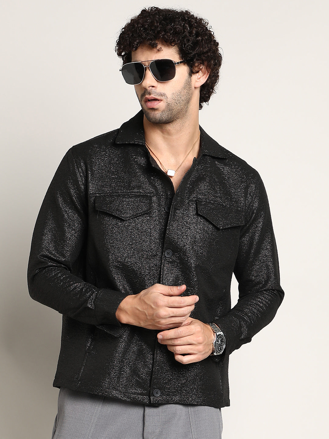 Metallic Utility Shacket