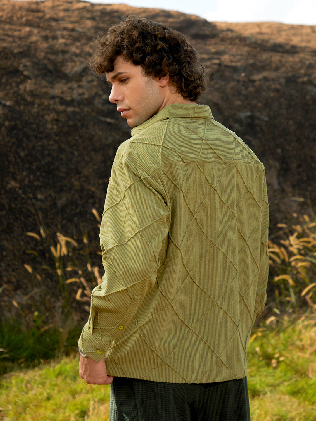 Grid-Corduroy Shirt