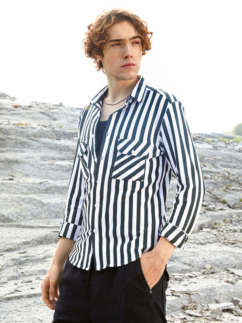 Nautical-Stripe Utility Shirt
