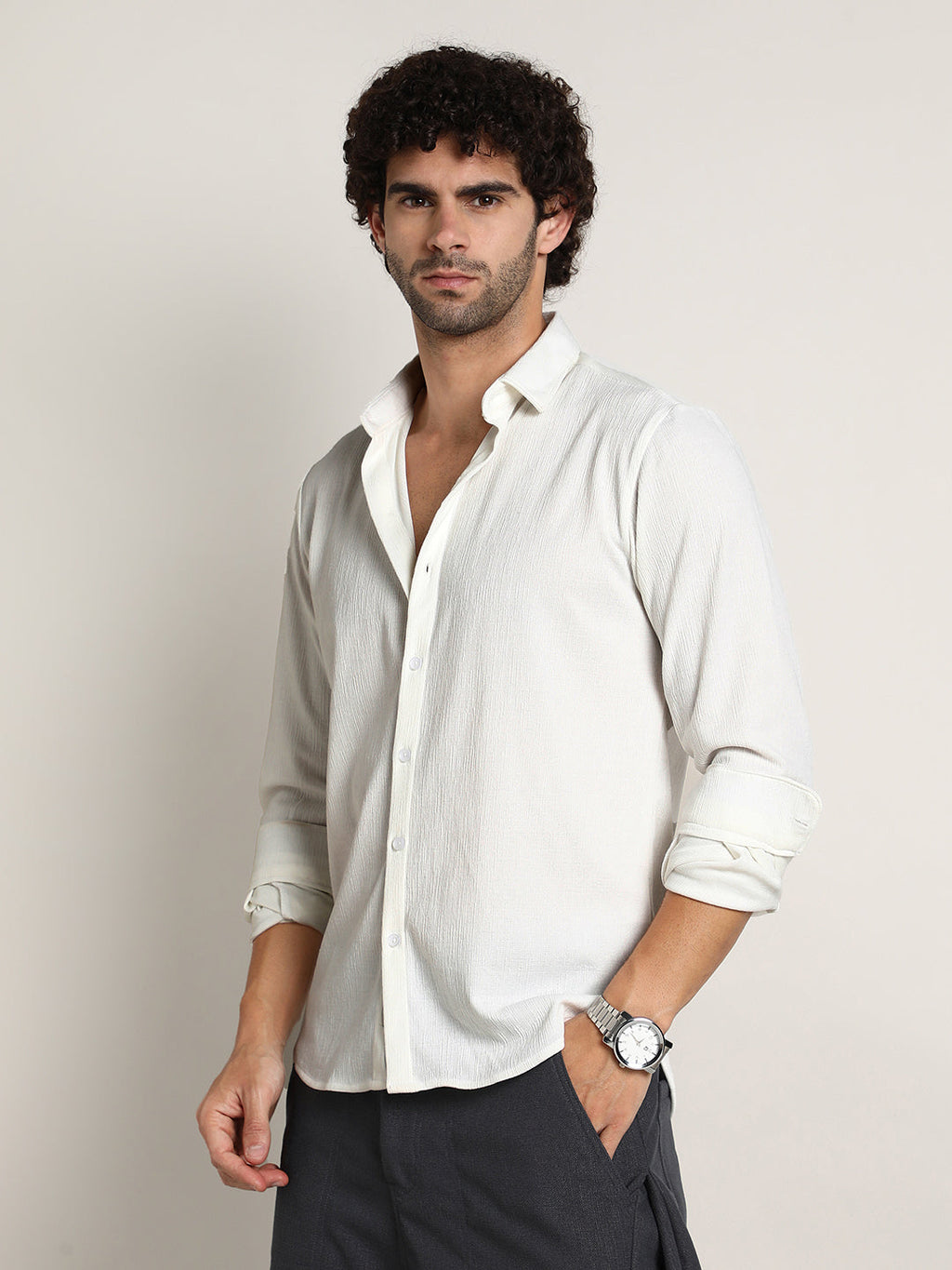 Solid Jaquard Shirt
