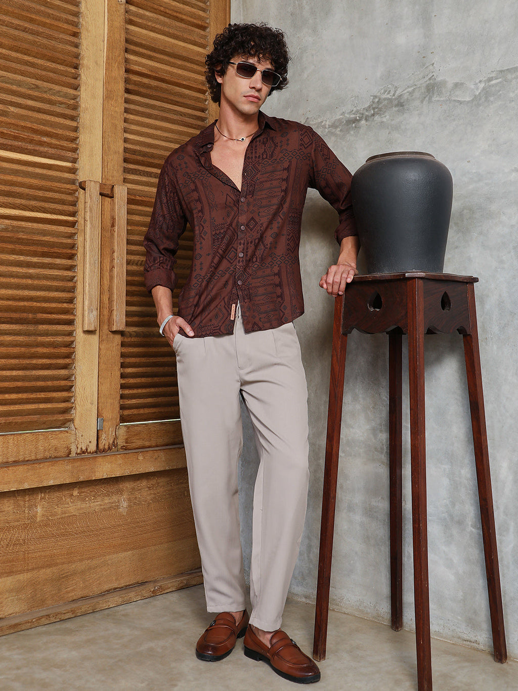 Aztec-Imprint Shirt