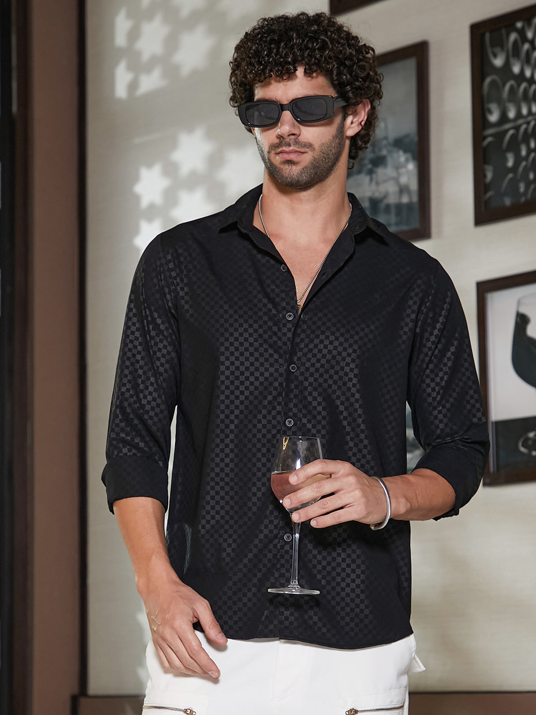 Checkered-Imprint Shirt