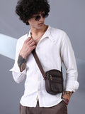 Striped Extended-Band Collar Shirt