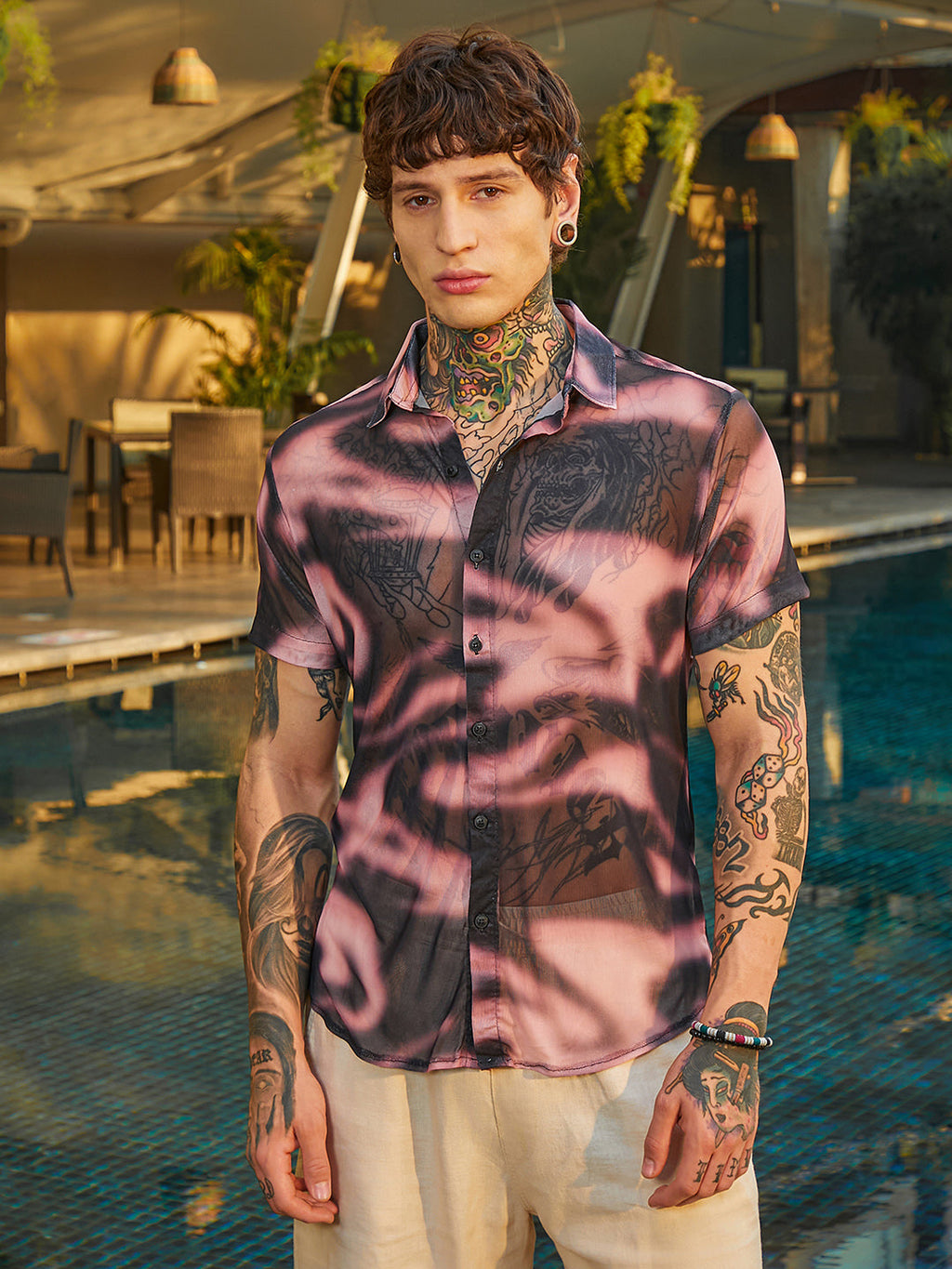 Blurred-Mesh Shirt
