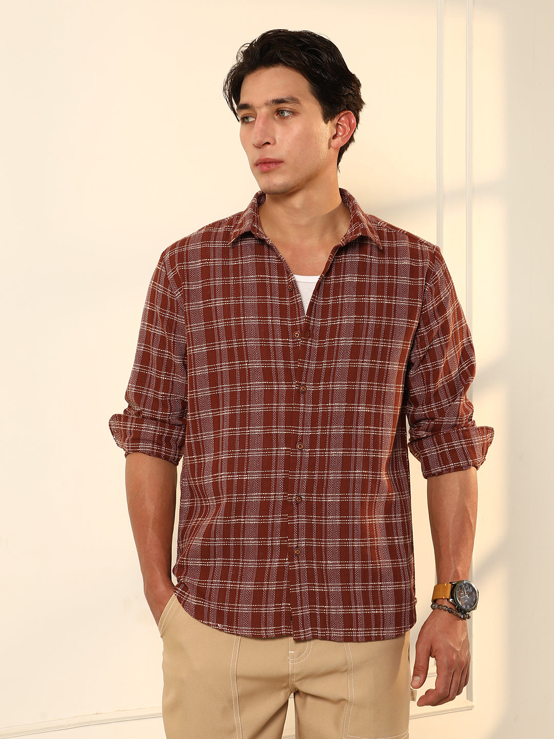 Woven Static-Plaid Shirt
