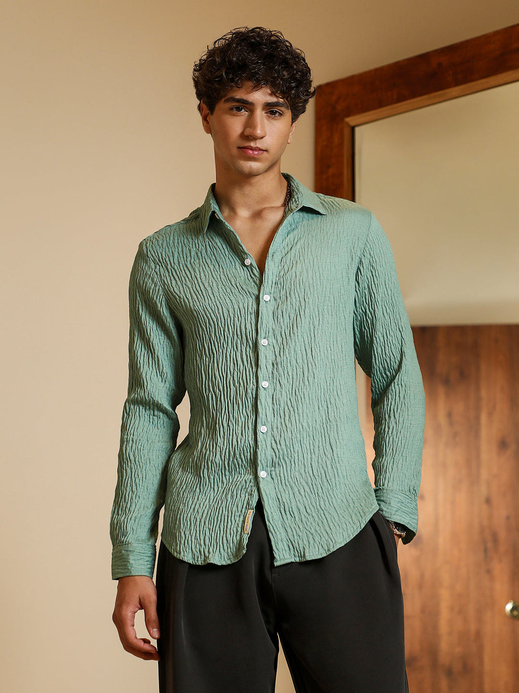 Solid Creased-Tactile Shirt