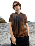 Tactile-Striped Polo T-Shirt