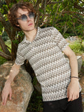 Zig-Zag Knit Polo T-Shirt