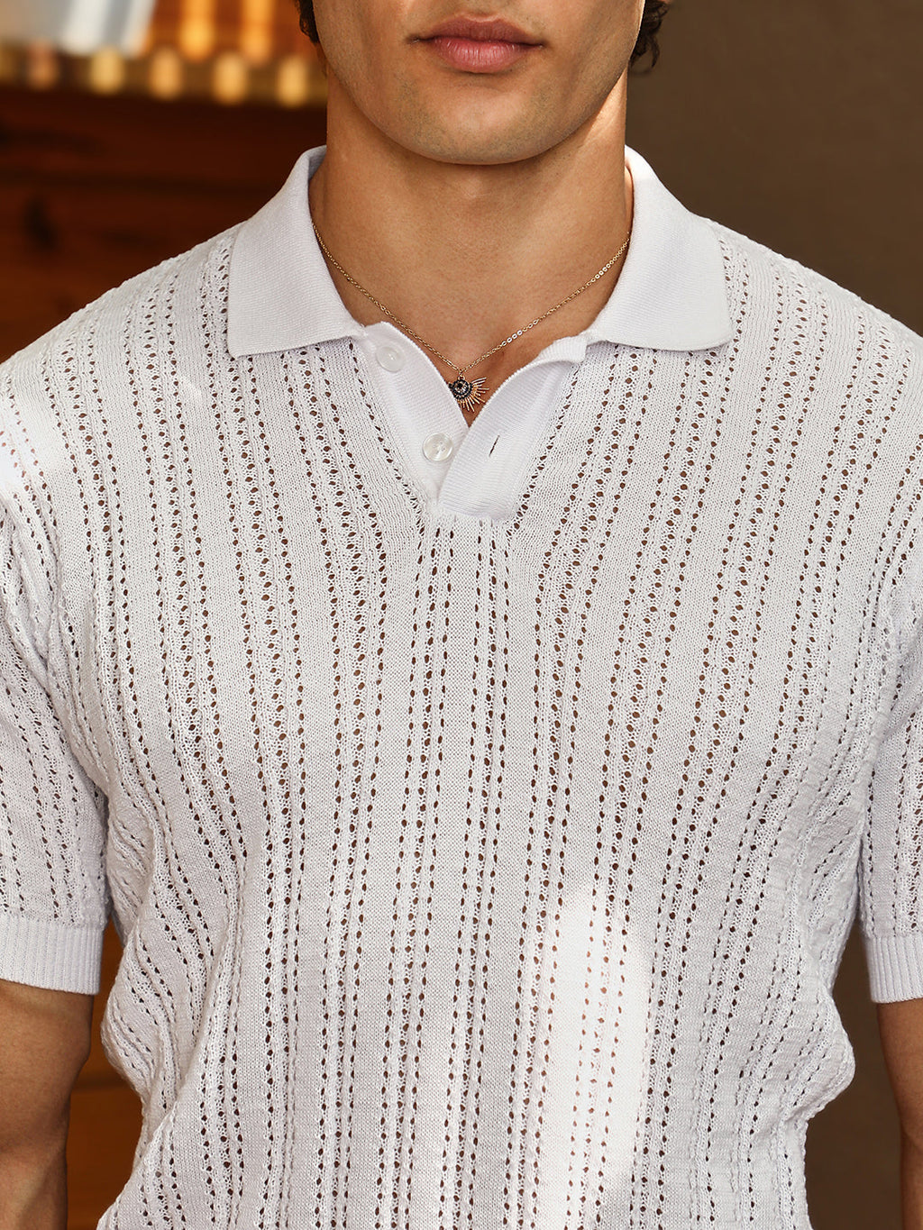 Panelled-Knit Polo T-Shirt
