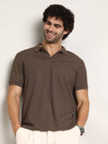 Chainlink-Ribbed Polo T-Shirt